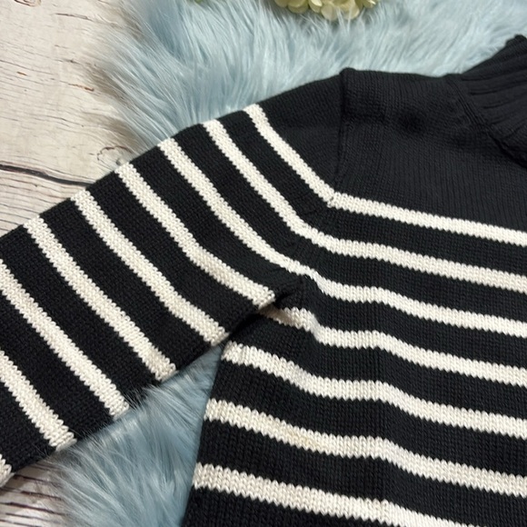 NWT J. Crew Cotton Turtleneck Sweater in Black Stripe Sz XXS - Picture 4 of 10